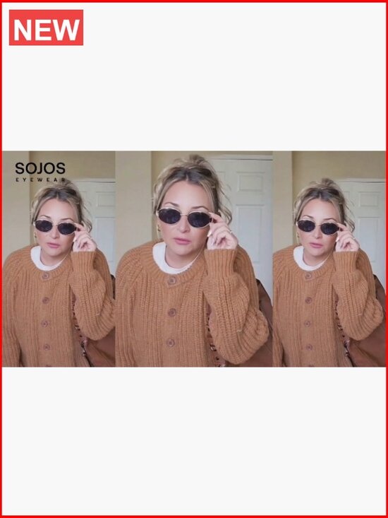 Retro Oval Oversized Sunglasses UV400 Protection Metal Frame